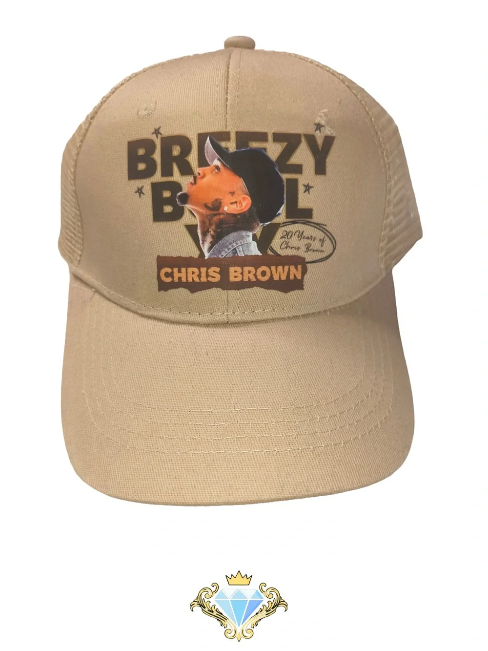 The Craft Baddie Chris Brown Breezy Boy Custom Mesh Trucker Hat Tan OS